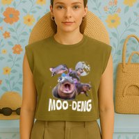 Famous Baby Pygmy Hippo Moo Deng Garment-Dyed Women's Muscle Tee
