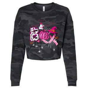 Funny Boo Pumpkin Witch Pink Ribbon Breast Cancer Halloween Cropped Pullover Crew