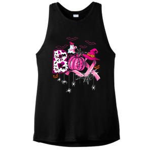 Funny Boo Pumpkin Witch Pink Ribbon Breast Cancer Halloween Ladies PosiCharge Tri-Blend Wicking Tank