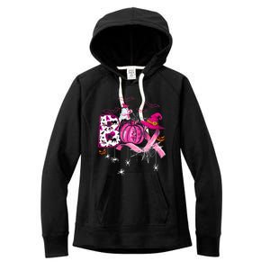 Funny Boo Pumpkin Witch Pink Ribbon Breast Cancer Halloween Women's Fleece Hoodie