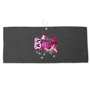 Funny Boo Pumpkin Witch Pink Ribbon Breast Cancer Halloween Large Microfiber Waffle Golf Towel