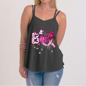 Funny Boo Pumpkin Witch Pink Ribbon Breast Cancer Halloween Women's Strappy Tank