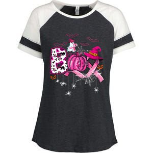 Funny Boo Pumpkin Witch Pink Ribbon Breast Cancer Halloween Enza Ladies Jersey Colorblock Tee