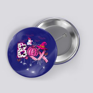 Funny Boo Pumpkin Witch Pink Ribbon Breast Cancer Halloween Button