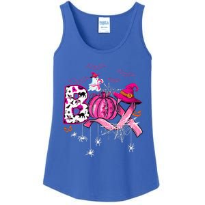 Funny Boo Pumpkin Witch Pink Ribbon Breast Cancer Halloween Ladies Essential Tank