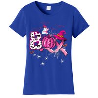 Funny Boo Pumpkin Witch Pink Ribbon Breast Cancer Halloween Women's T-Shirt