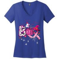 Funny Boo Pumpkin Witch Pink Ribbon Breast Cancer Halloween Women's V-Neck T-Shirt