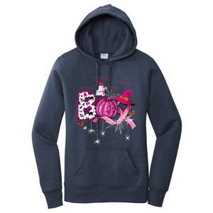 Funny Boo Pumpkin Witch Pink Ribbon Breast Cancer Halloween Women's Pullover Hoodie