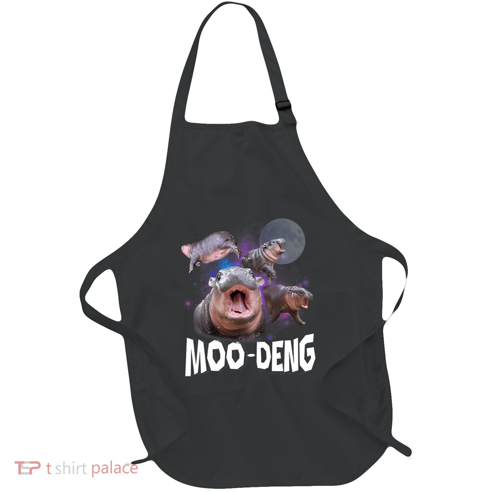 Famous Baby Pygmy Hippo Moo Deng Funny For Animal Lover Full-Length Apron With Pockets