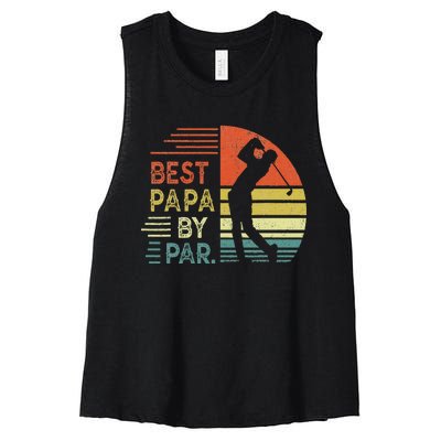 Funny Best Papa By Par Fathers Day Golf Grandpa Women's Racerback Cropped Tank