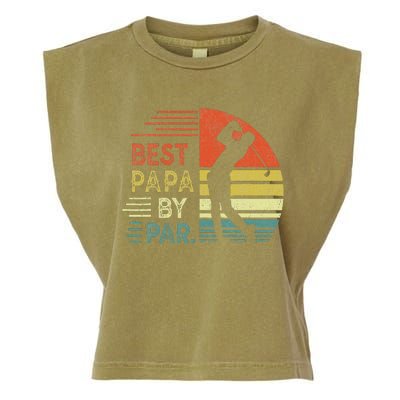 Funny Best Papa By Par Fathers Day Golf Grandpa Garment-Dyed Women's Muscle Tee