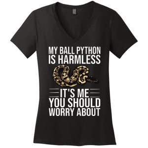 Funny Ball Python Design Snake Lover Men Women Boy Girl Women's V-Neck T-Shirt