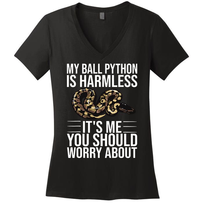 Funny Ball Python Design Snake Lover Men Women Boy Girl Women's V-Neck T-Shirt