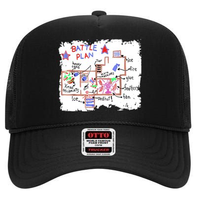 Funny Battle Plan Christmas Home Hand Dawn Alone Xmas High Crown Mesh Back Trucker Hat