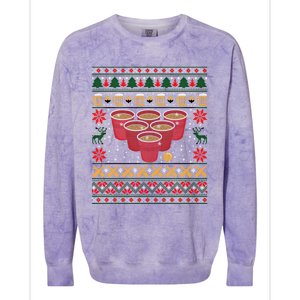 Funny Beer Pong Ugly Christmas Sweater Gift Colorblast Crewneck Sweatshirt