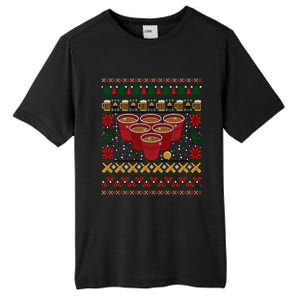 Funny Beer Pong Ugly Christmas Sweater Gift Tall Fusion ChromaSoft Performance T-Shirt