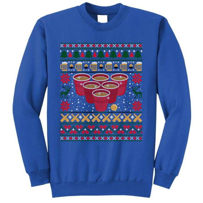 Funny Beer Pong Ugly Christmas Sweater Gift Tall Sweatshirt