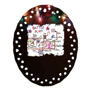 Funny Battle Plan Christmas Home Kids Hand Dawn Alone Xmas Ceramic Oval Ornament