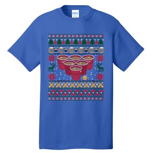 Funny Beer Pong Ugly Christmas Sweater Gift Tall T-Shirt