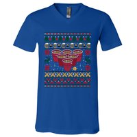 Funny Beer Pong Ugly Christmas Sweater Gift V-Neck T-Shirt