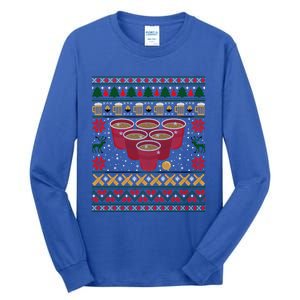 Funny Beer Pong Ugly Christmas Sweater Gift Tall Long Sleeve T-Shirt