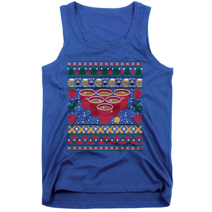 Funny Beer Pong Ugly Christmas Sweater Gift Tank Top