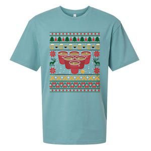 Funny Beer Pong Ugly Christmas Sweater Gift Sueded Cloud Jersey T-Shirt