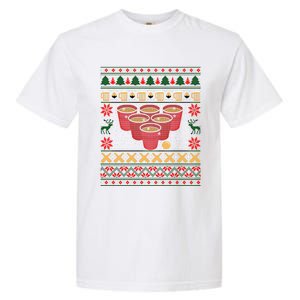 Funny Beer Pong Ugly Christmas Sweater Gift Garment-Dyed Heavyweight T-Shirt