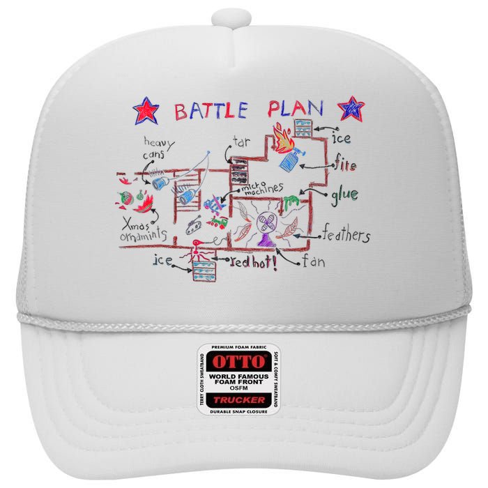 Funny Battle Plan Christmas Home Hand Dawn Alone Xmas High Crown Mesh Back Trucker Hat