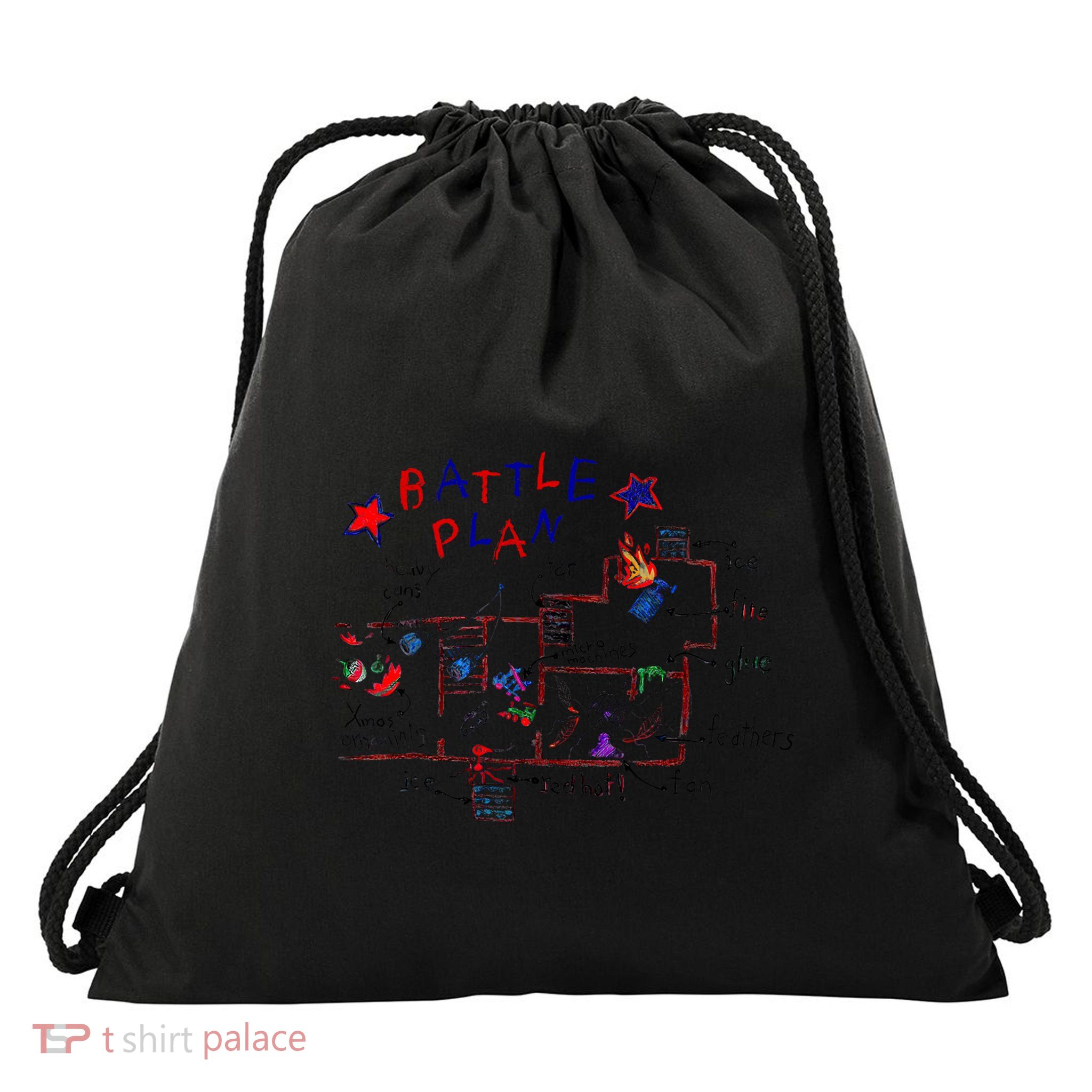 Funny Battle Plan Christmas Home Hand Dawn Alone Xmas Drawstring Bag