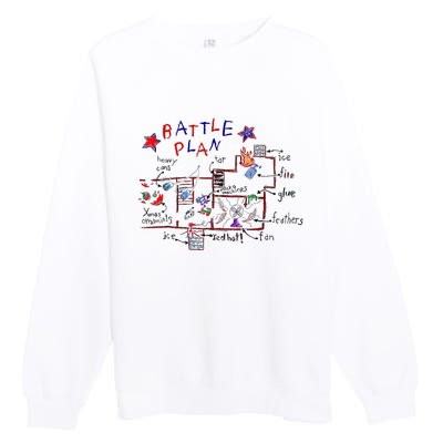 Funny Battle Plan Christmas Home Hand Dawn Alone Xmas Premium Crewneck Sweatshirt