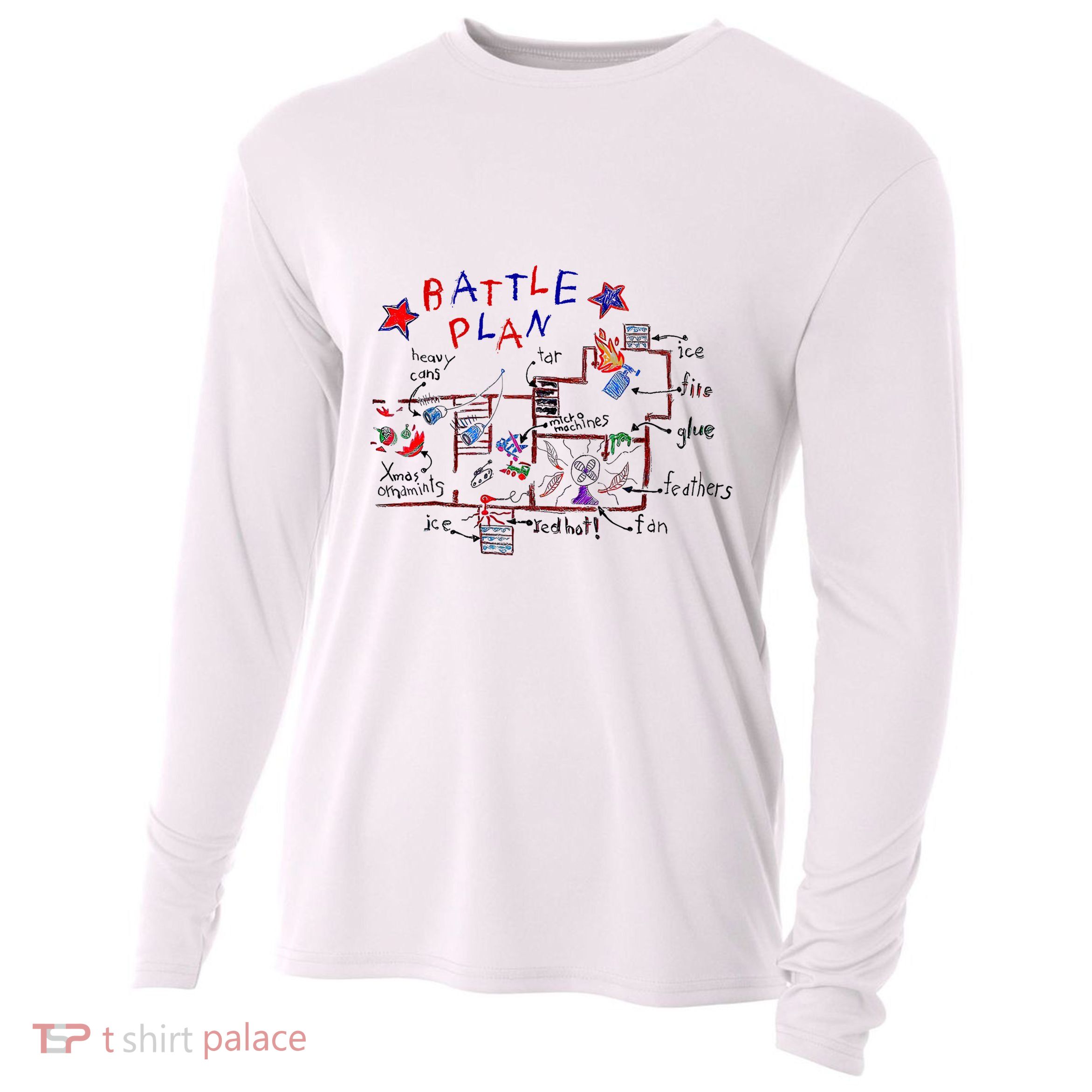 Funny Battle Plan Christmas Home Hand Dawn Alone Xmas Cooling Performance Long Sleeve Crew