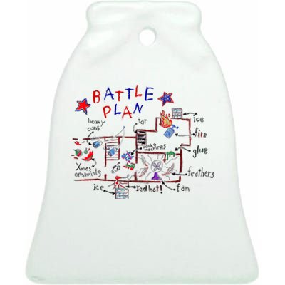 Funny Battle Plan Christmas Home Hand Dawn Alone Xmas Ceramic Bell Ornament