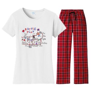 Funny Battle Plan Christmas Home Hand Dawn Alone Xmas Women's Flannel Pajama Set