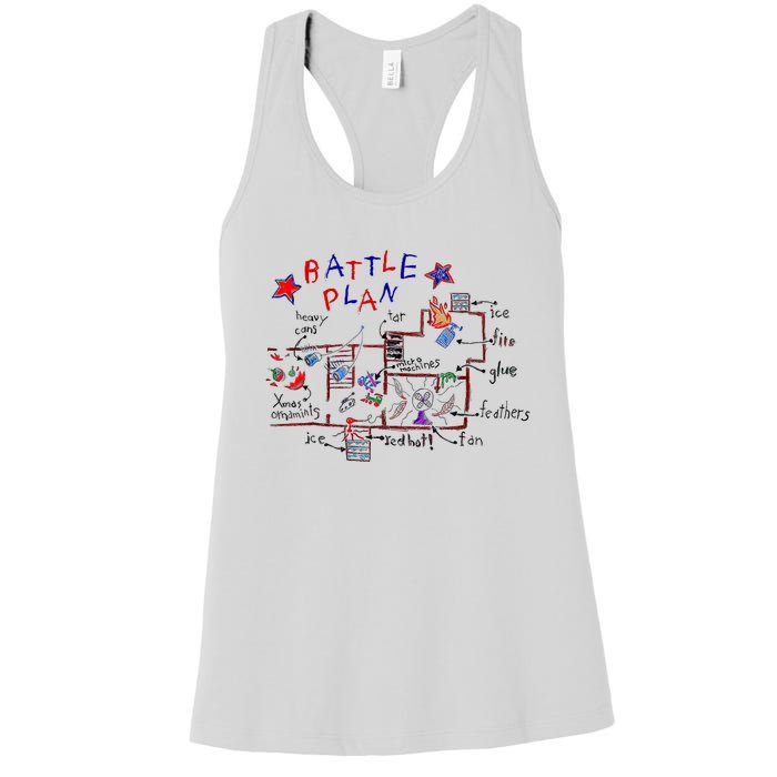 Funny Battle Plan Christmas Home Hand Dawn Alone Xmas Women's Racerback Tank