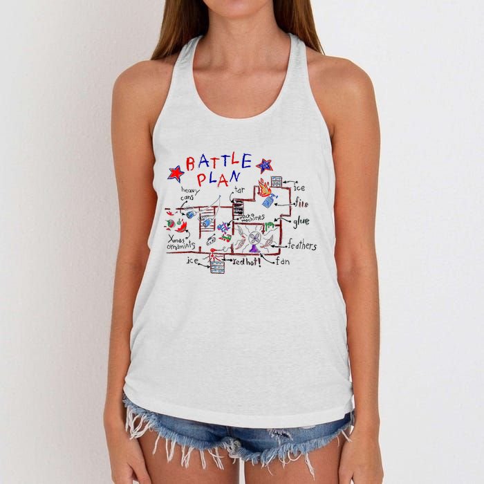 Funny Battle Plan Christmas Home Hand Dawn Alone Xmas Women's Knotted Racerback Tank