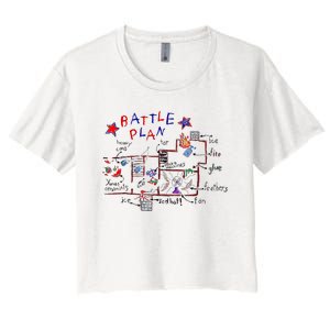 Funny Battle Plan Christmas Home Hand Dawn Alone Xmas Women's Crop Top Tee