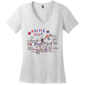 Funny Battle Plan Christmas Home Hand Dawn Alone Xmas Women's V-Neck T-Shirt