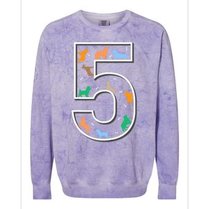 Fifth Birthday Puppy 5 Year Old Birthday Dog Colorblast Crewneck Sweatshirt