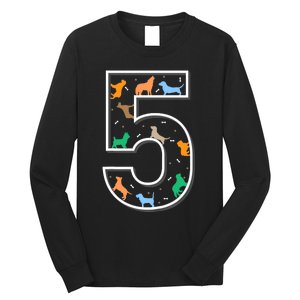 Fifth Birthday Puppy 5 Year Old Birthday Dog Long Sleeve Shirt