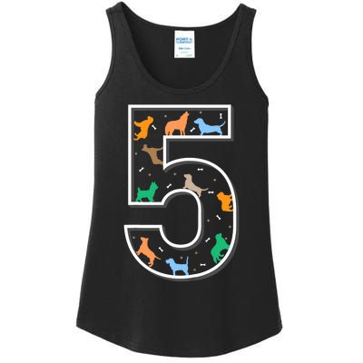 Fifth Birthday Puppy 5 Year Old Birthday Dog Ladies Essential Tank