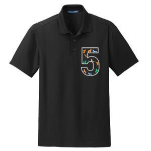 Fifth Birthday Puppy 5 Year Old Birthday Dog Dry Zone Grid Polo