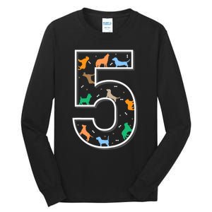 Fifth Birthday Puppy 5 Year Old Birthday Dog Tall Long Sleeve T-Shirt