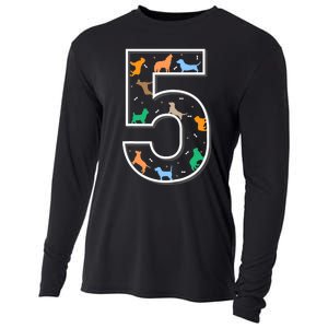 Fifth Birthday Puppy 5 Year Old Birthday Dog Cooling Performance Long Sleeve Crew