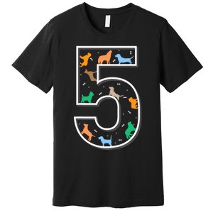 Fifth Birthday Puppy 5 Year Old Birthday Dog Premium T-Shirt