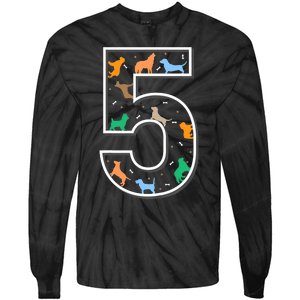 Fifth Birthday Puppy 5 Year Old Birthday Dog Tie-Dye Long Sleeve Shirt