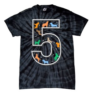 Fifth Birthday Puppy 5 Year Old Birthday Dog Tie-Dye T-Shirt