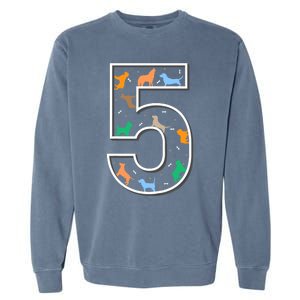 Fifth Birthday Puppy 5 Year Old Birthday Dog Garment-Dyed Sweatshirt