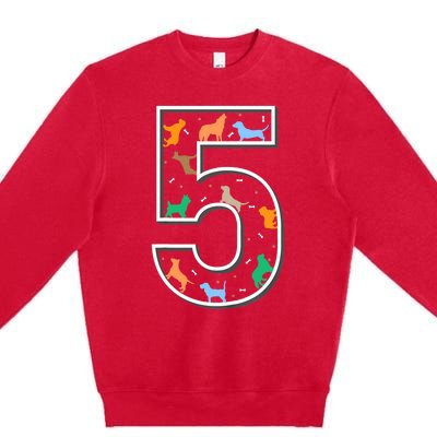 Fifth Birthday Puppy 5 Year Old Birthday Dog Premium Crewneck Sweatshirt