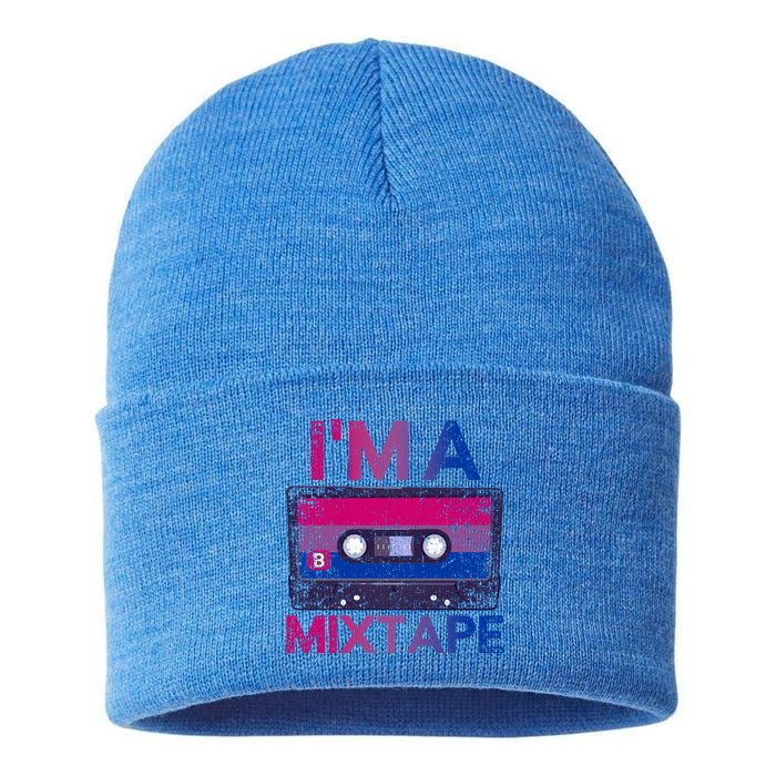 Funny Bisexuality Pride Retro Cassette Bi Gift Bisexual Cool Gift Sustainable Knit Beanie